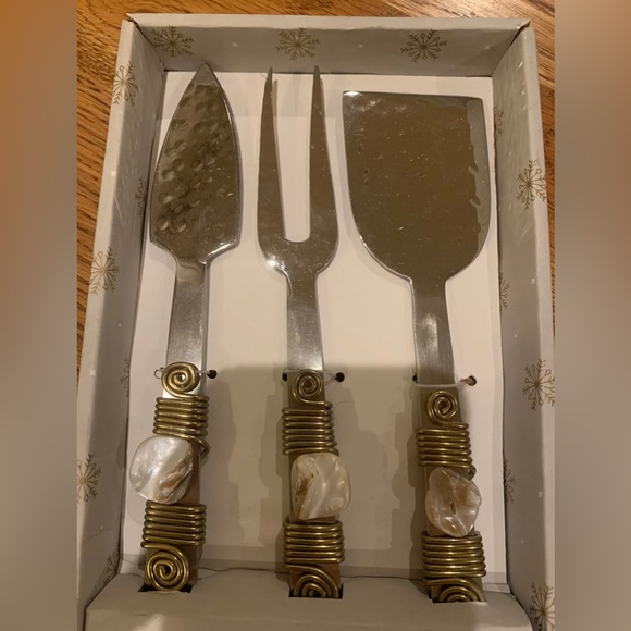 New Cheese Utensil Serving Set Stainless Steel & Mother of Pearl India - Picture 4 of 4